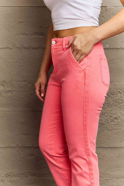 RISEN Kenya  High Waist Side Twill Straight Jeans