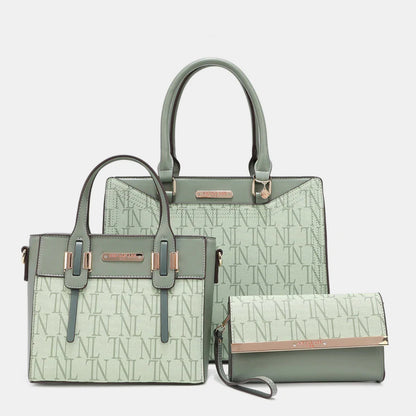 Nicole Lee USA 3-Piece Letter Print Texture Handbag Set