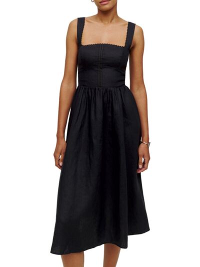 Glimpse of an Angel Square Neck Wide Strap Midi Dress