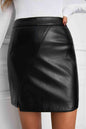 Faux Leather Mini Skirt with Slit