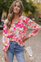 You Found Me Floral V-Neck Frill Long Sleeve Blouse