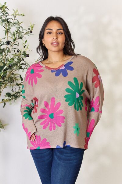 Floral V-Neck Long Sleeve Top