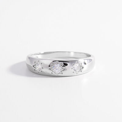 Sterling Silver Inlaid Zircon Ring