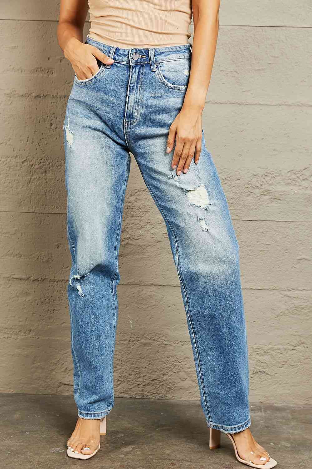 High Waisted Straight Jeans