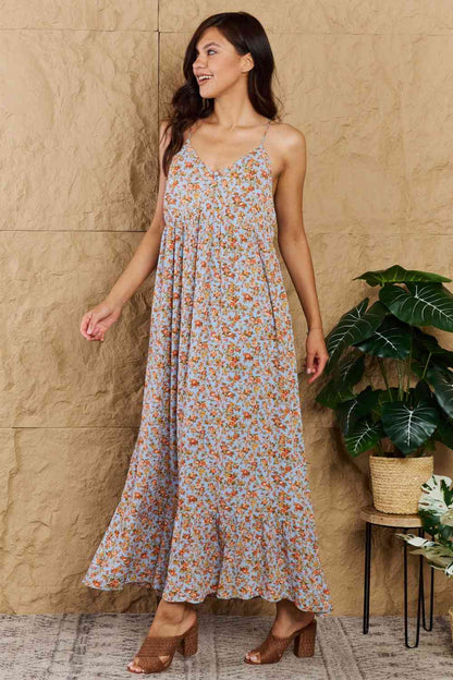 Take Your Chances Floral Halter Neck Maxi Dress