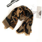 Leopard Raw Hem Polyester Scarf